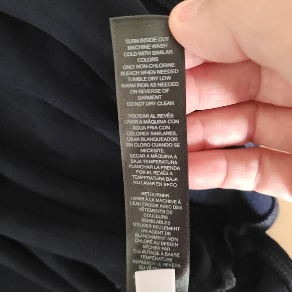 Chicos Travelers Womens Asymmetrical Tunic‎ Top Sz 3 / XL  Blue Jersey Knit Gold - Picture 10 of 10